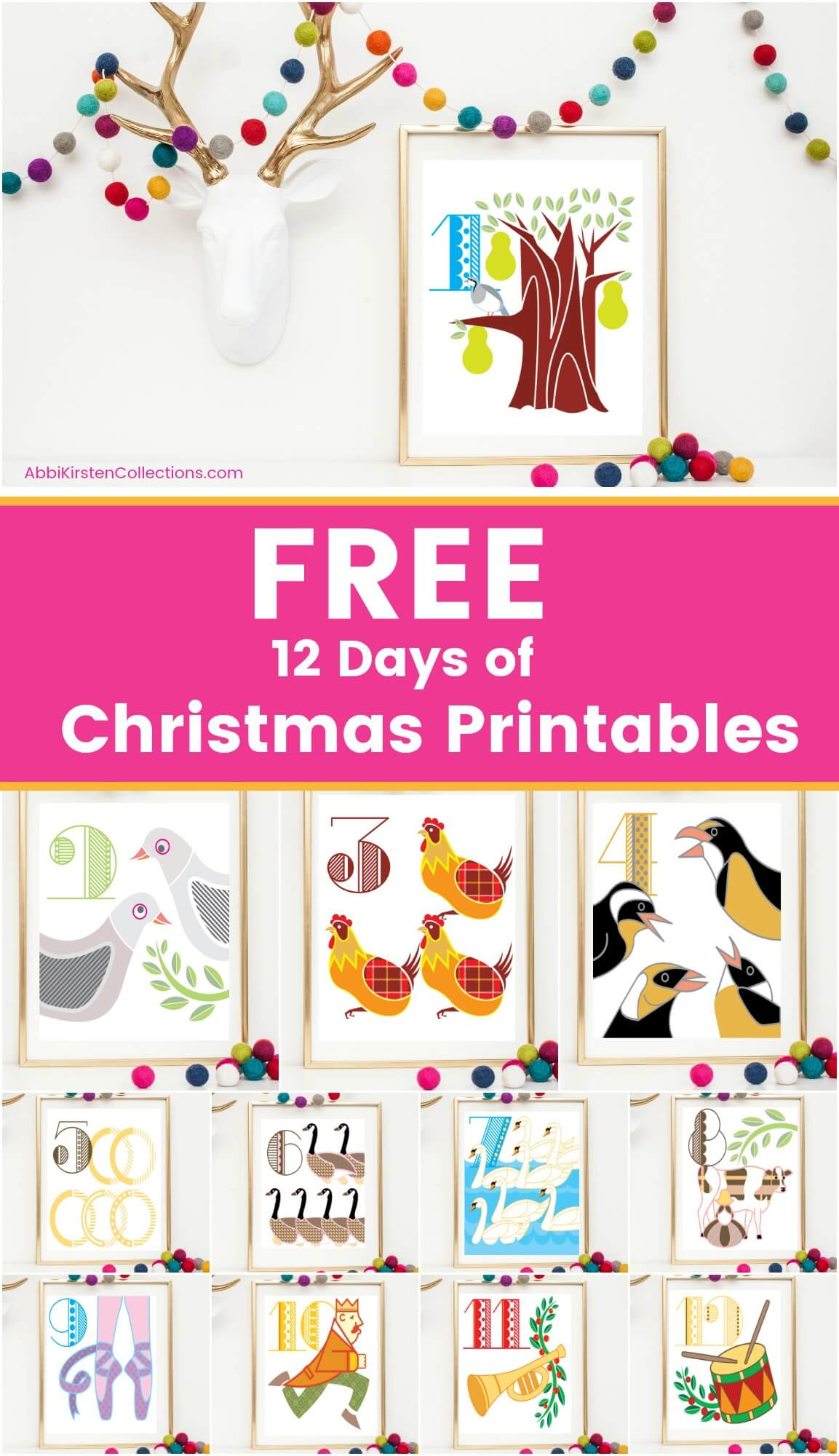 12 Days Of Christmas Printables: Free Christmas Printable Wall Art for 12 Days Of Christmas Free Printables