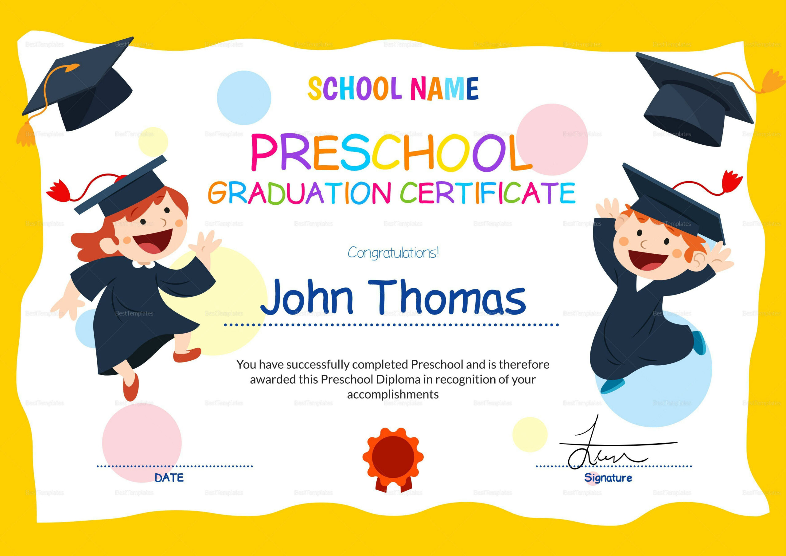 18+ Preschool Certificate Templates - Pdf with Pre K Graduation Certificate Free Printable