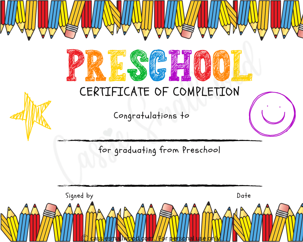 20 Preschool And Kindergarten Graduation Certificates (Free within Pre K Graduation Certificate Free Printable