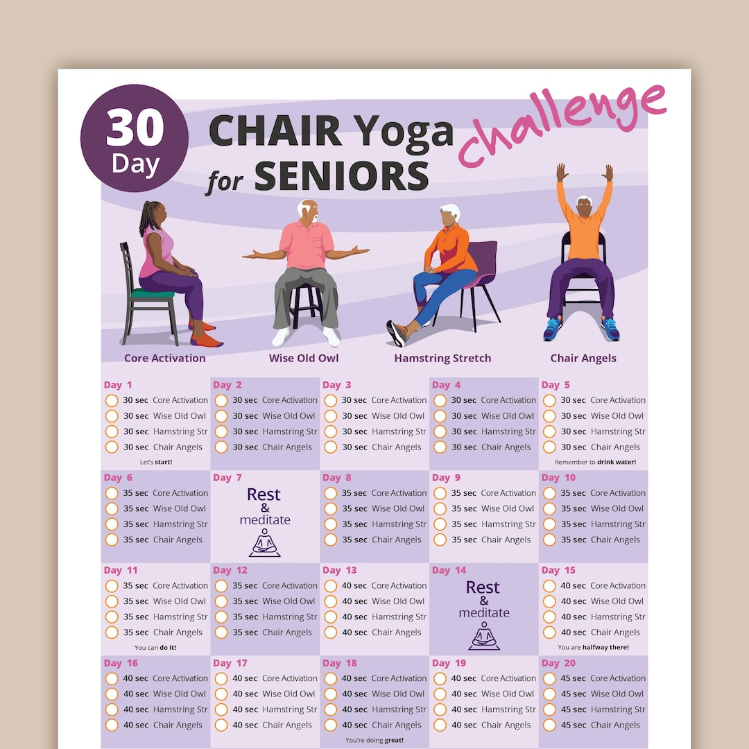 30 Day Chair Yoga For Seniors Challenge | Chair Exercise Guide I with regard to Printable Yoga Chair Exercises For Seniors