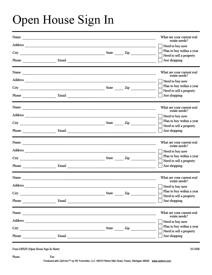 30 Open House Sign In Sheet [Pdf, Word, Excel] For Real Estate Agent within Free Printable Open House Sign in Sheet
