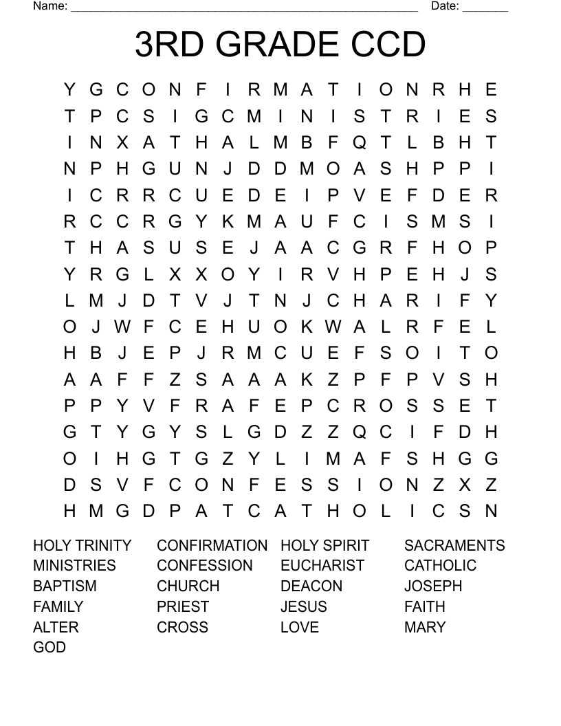 3Rd Grade Ccd Word Search - Wordmint intended for Word Search For 3Rd Graders Printable