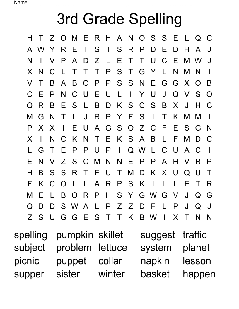 3Rd Grade Spelling Word Search - Wordmint for Word Search For 3rd Graders Printable