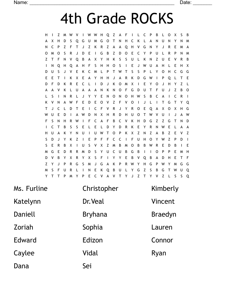 4Th Grade Rocks Word Search - Wordmint throughout Word Search For 4th Graders Printable