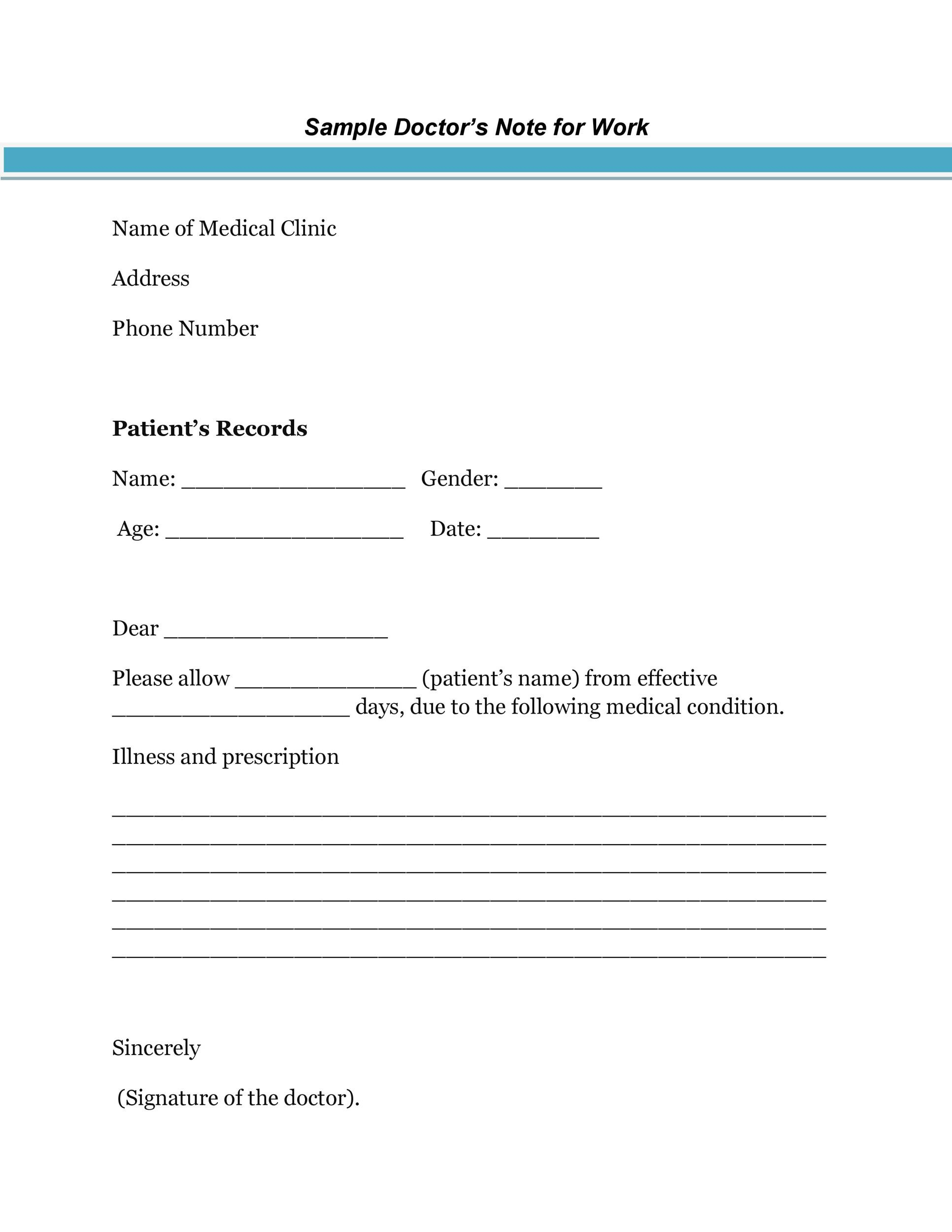 50+ Free Doctor Note Templates [For Work Or School] with Printable Doctor Notes For Work