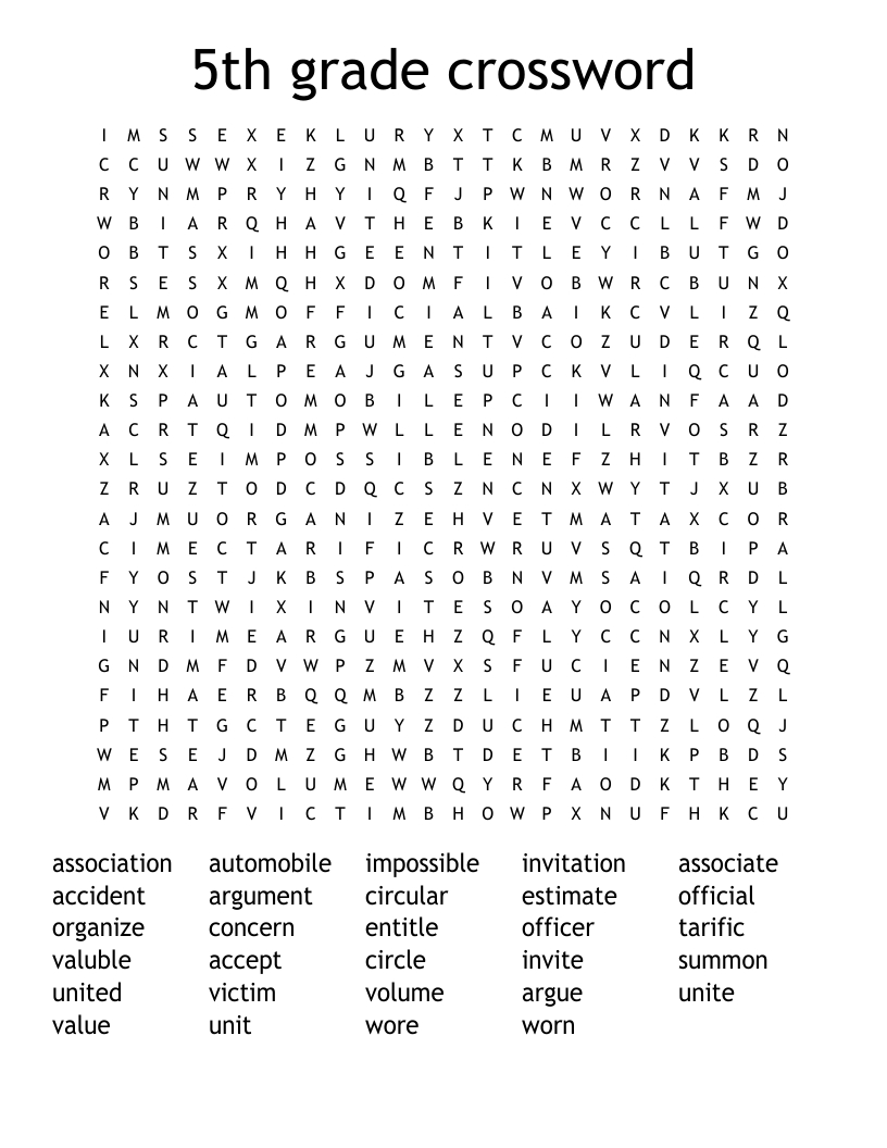 5Th Grade Crossword Word Search - Wordmint with Crossword Puzzles For 5Th Graders Printable