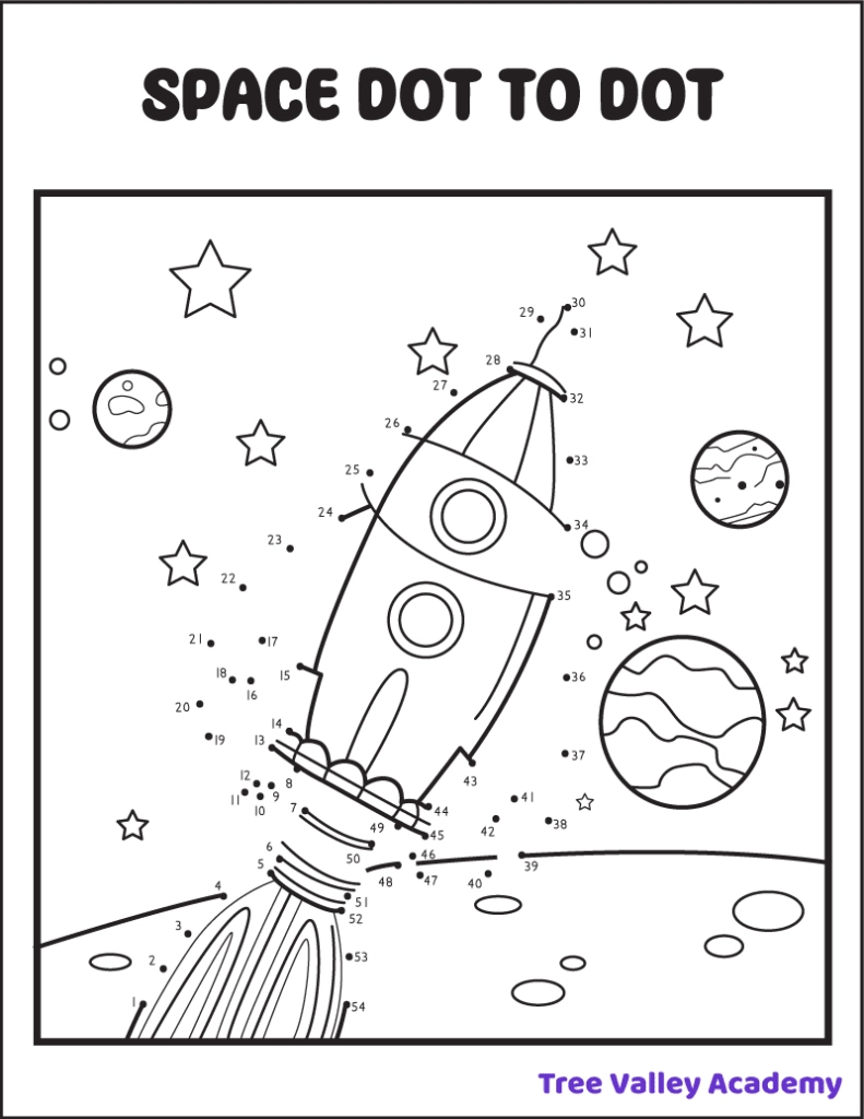 8 Space Dot To Dot Coloring Pages - Tree Valley Academy for Dot To Dot Puzzles Printable