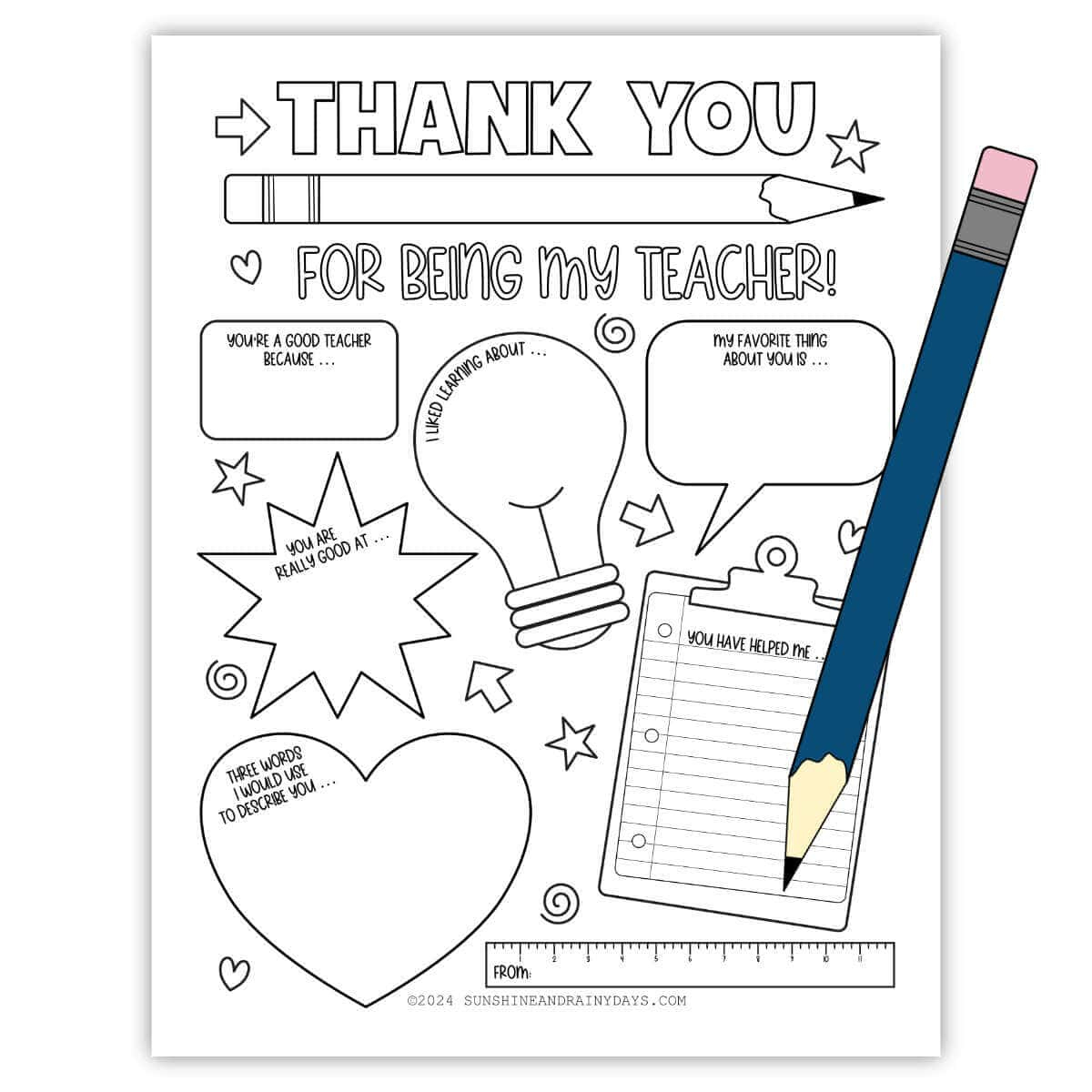 All About My Teacher Coloring Page Printable - Sunshine And Rainy Days regarding About My Teacher Printable Free