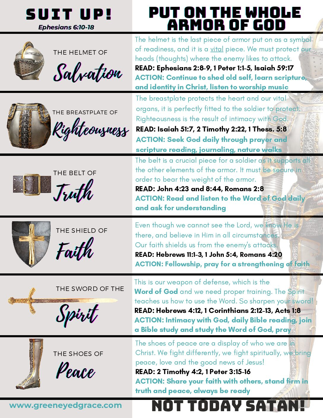 Armor Of God (Ephesians 6:12) - Free Printout ~ Green Eyed Grace with regard to Free Printable Armor Of God Printables