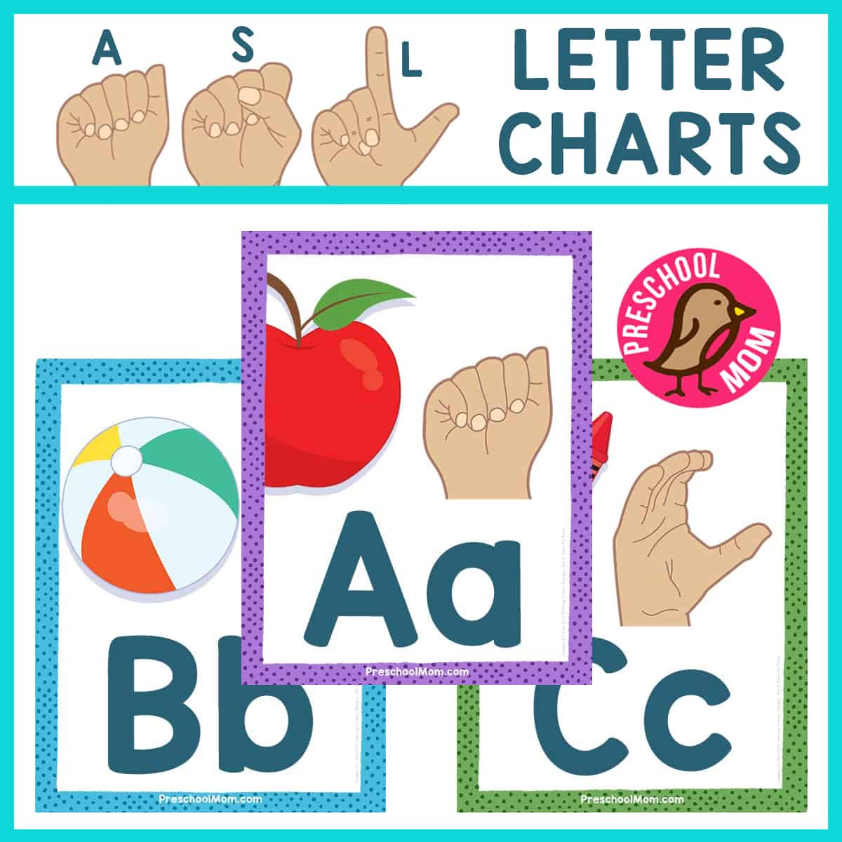 Asl Alphabet Charts - Preschool Mom inside Free Printable Sign Language Alphabet Chart