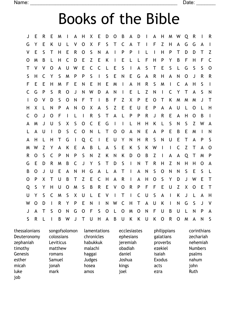 Books Of The Bible Word Search - Wordmint for Free Printable Bible Word Finds