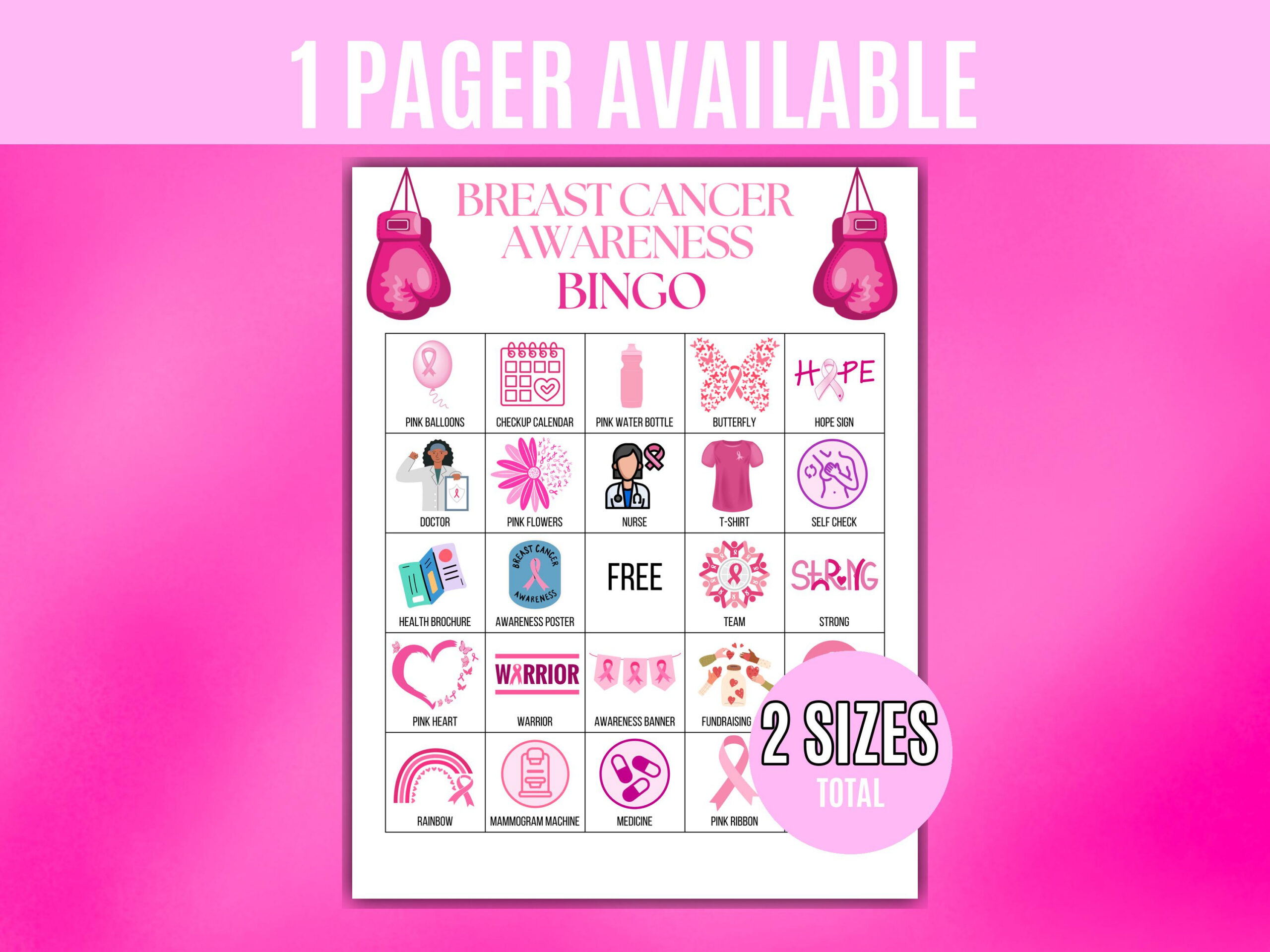 Breast Cancer Awareness Bingo Game, 75 Printable Pink Ribbon Bingo intended for Breast Cancer Awareness Printable Games
