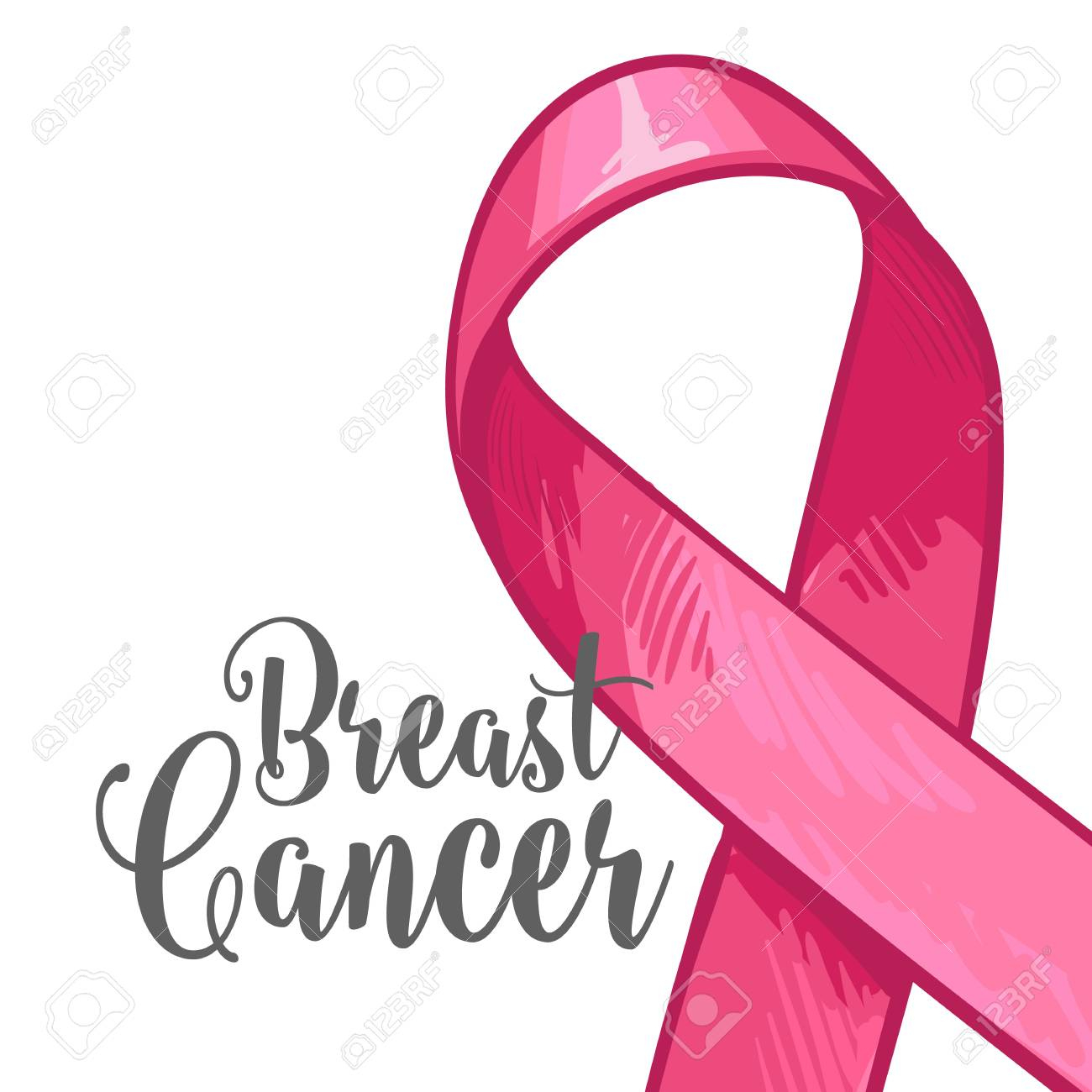 Breast Cancer Awareness Month Banner, Poster, Template With Hand pertaining to Breast Cancer Ribbon Images Free Printable