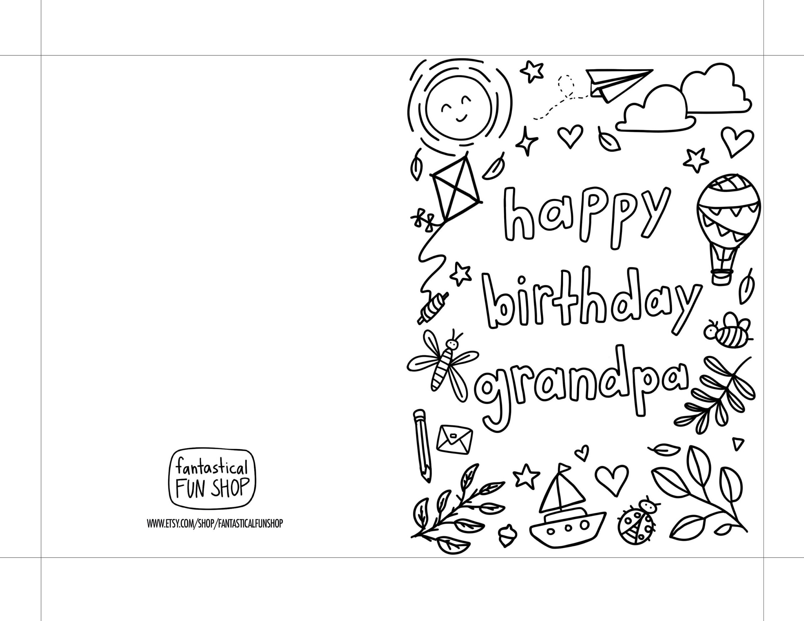 Buy Colorable Birthday Card For Grandpa: Printable Kids Activity with regard to Printable Birthday Cards For Grandparents