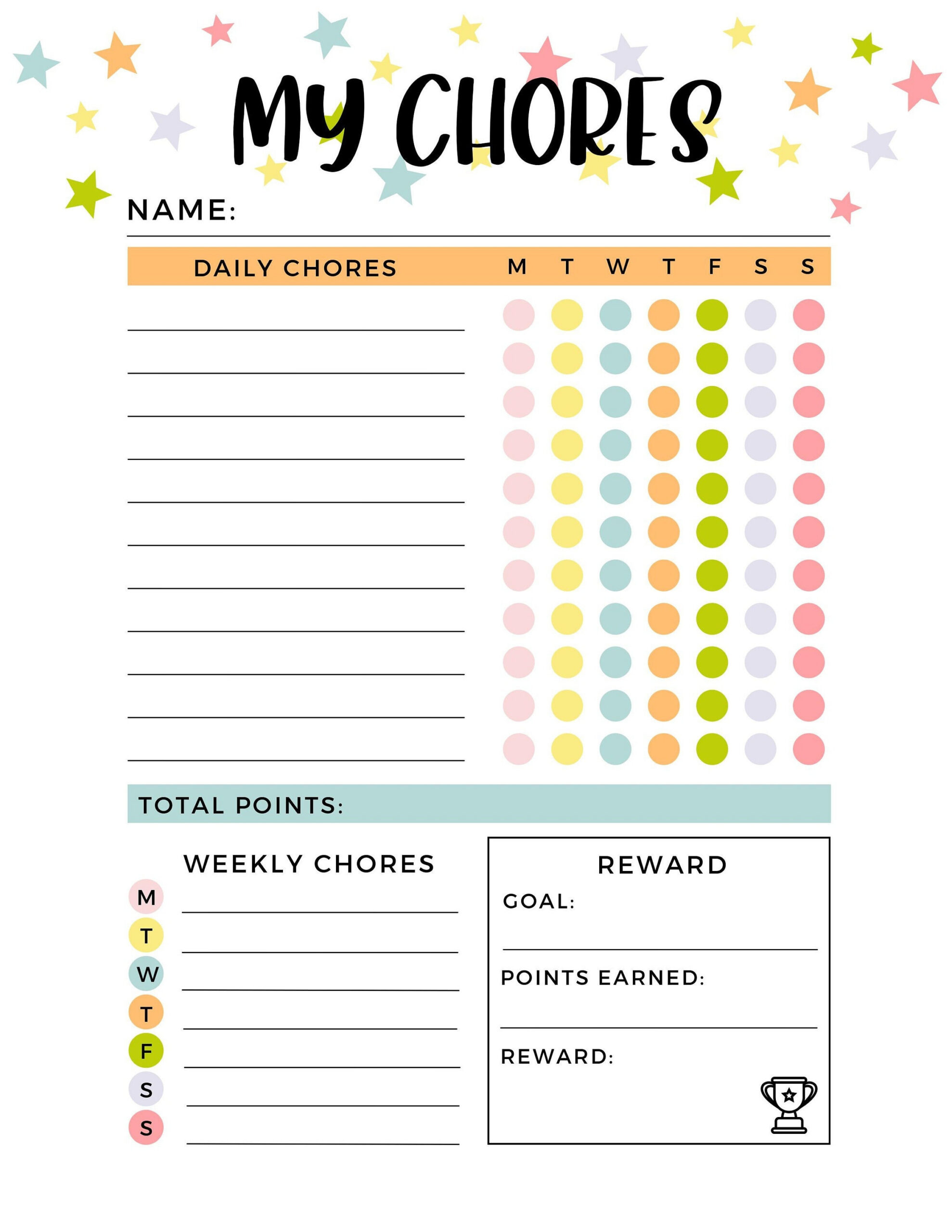 Chore Charts Für Kinder | Haushaltstabelle | Belohnungstabelle within Chore Chart For Kids Printable