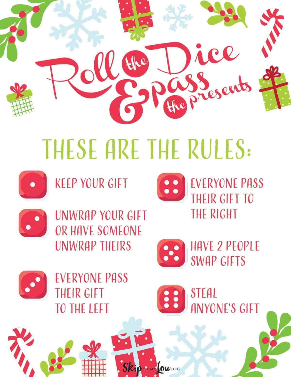 Christmas Dice Game For A Fun Gift Exchange | Skip To My Lou regarding Gift Exchange Dice Game Free Printable
