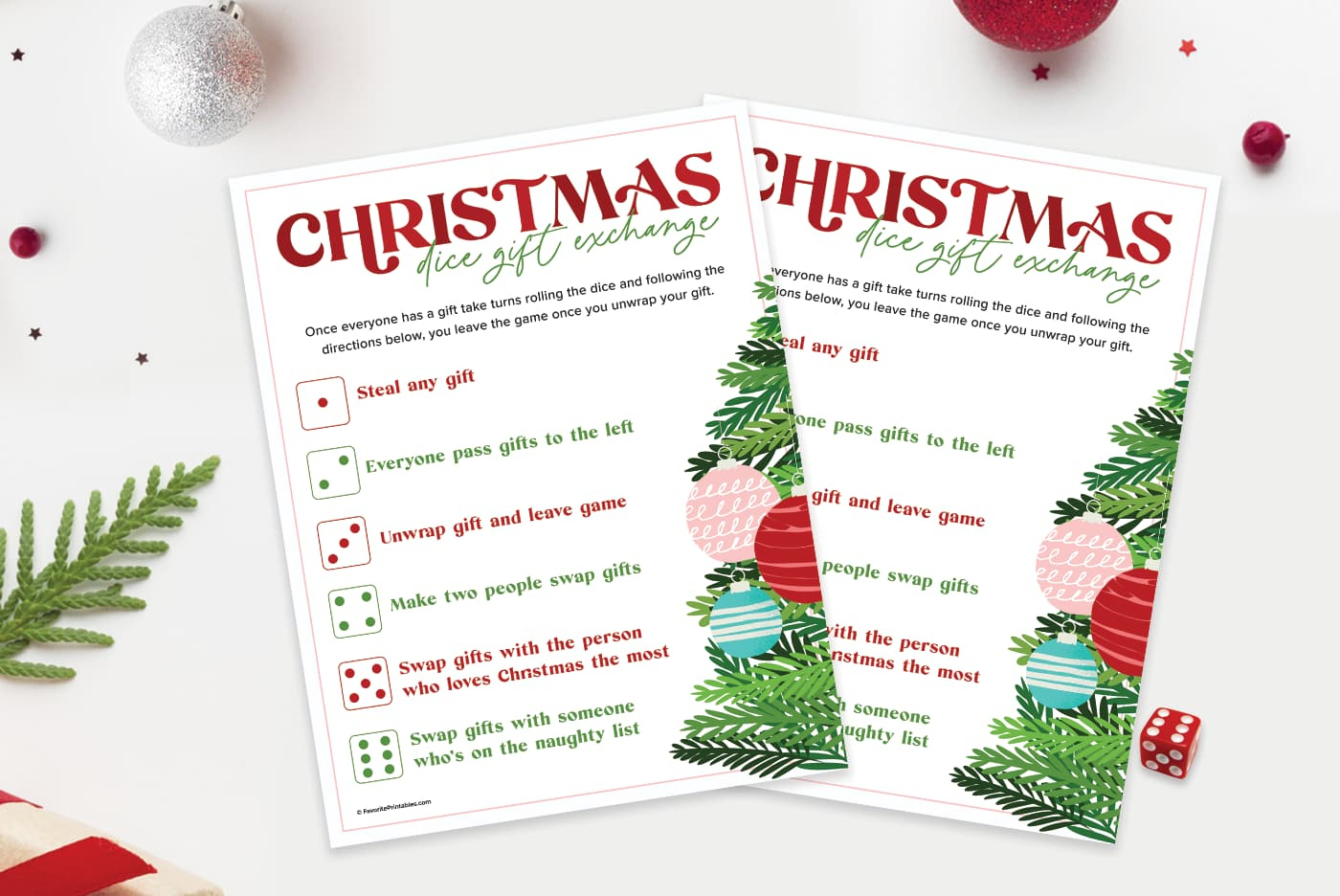 Christmas Dice Game, Free Printable For Gift Exchange! - Favorite within Gift Exchange Dice Game Free Printable