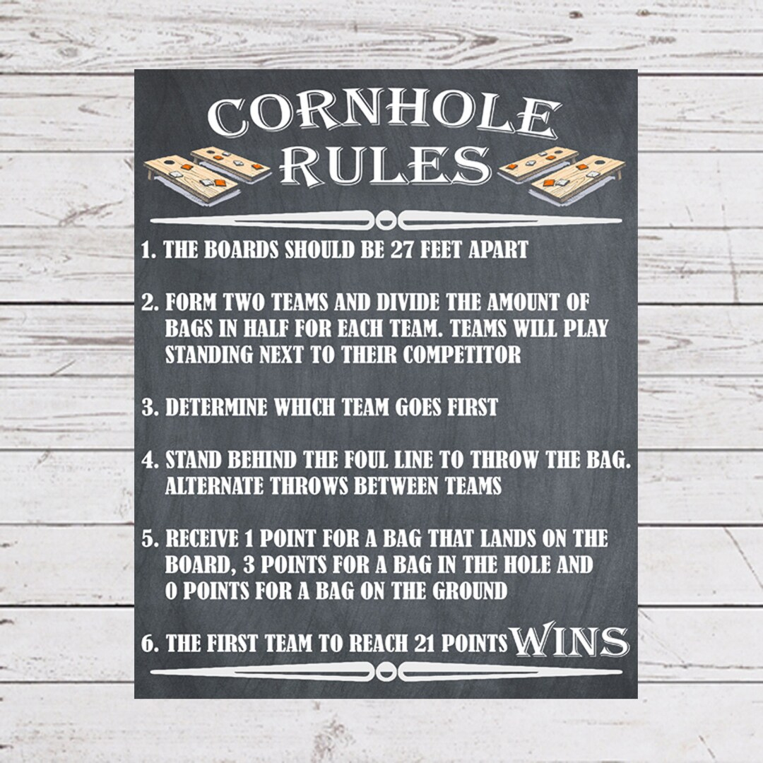 Cornhole Rules Print: Backyard Game Instructions (Digital Download) - Etsy Sweden for Printable Bean Bag Toss Rules