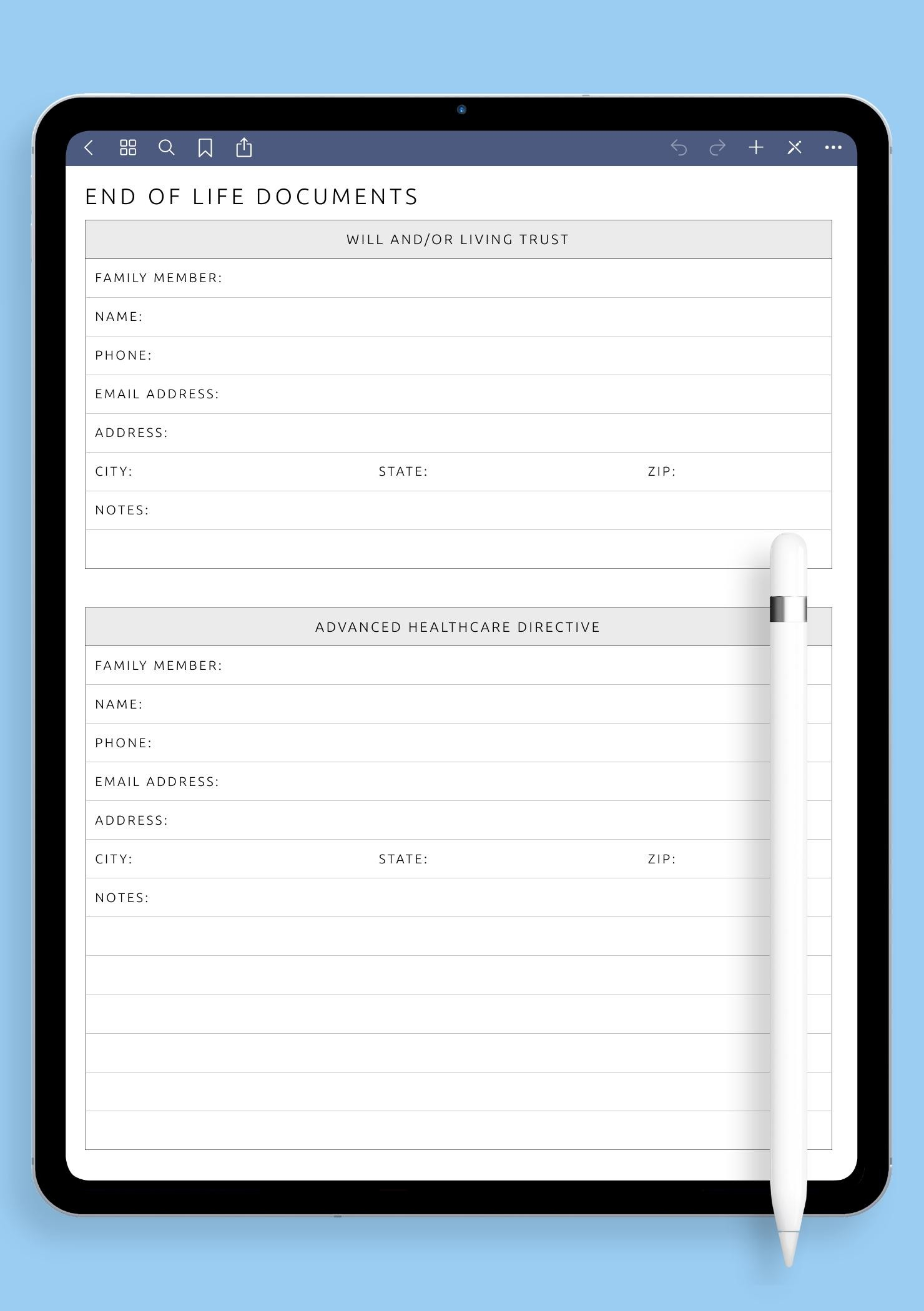 Download Printable End Of Life Documents Pdf with regard to Free Printable End Of Life Planner