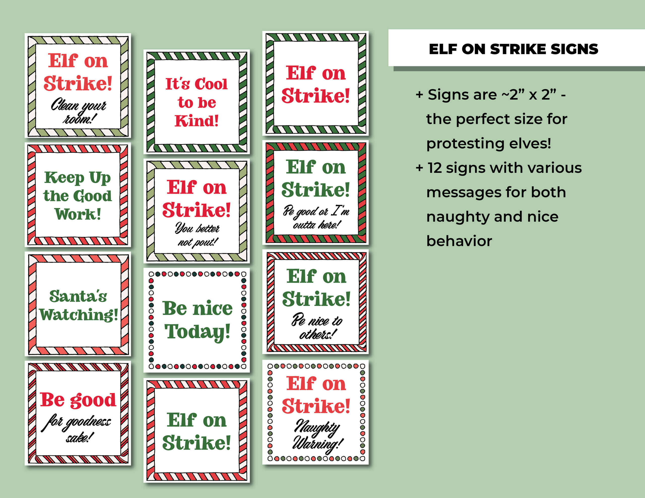 Elf On Strike Printable Signs, Christmas Elf Accessories, Holiday with Elf on Strike Printable Free