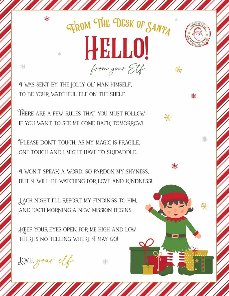 Elf On The Shelf Arrival And Goodbye Letters, Free Printable Set for Elf On The Shelf Welcome Letter Printable Free