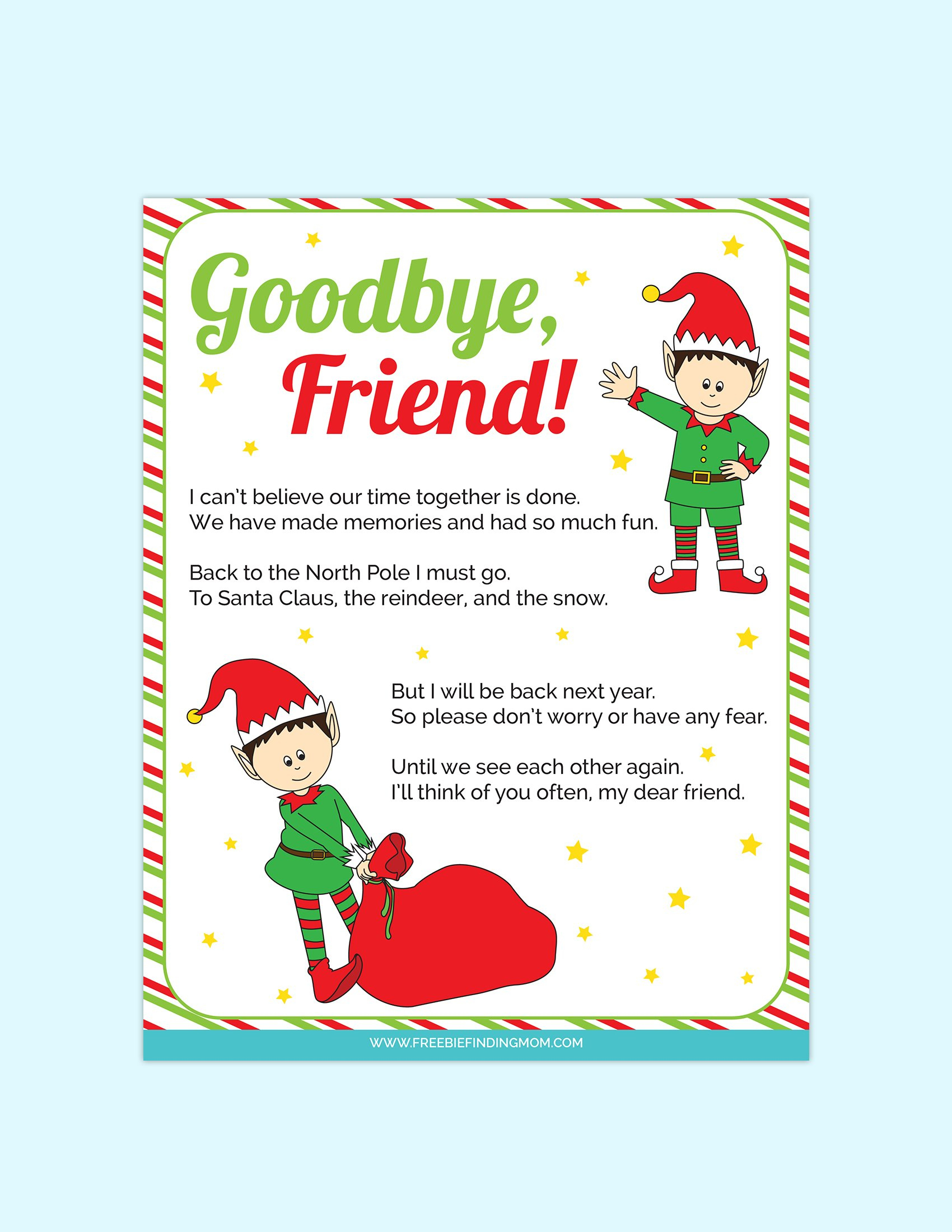 Elf On The Shelf Goodbye Letter Free Printable throughout Free Printable Elf On The Shelf Goodbye Letter