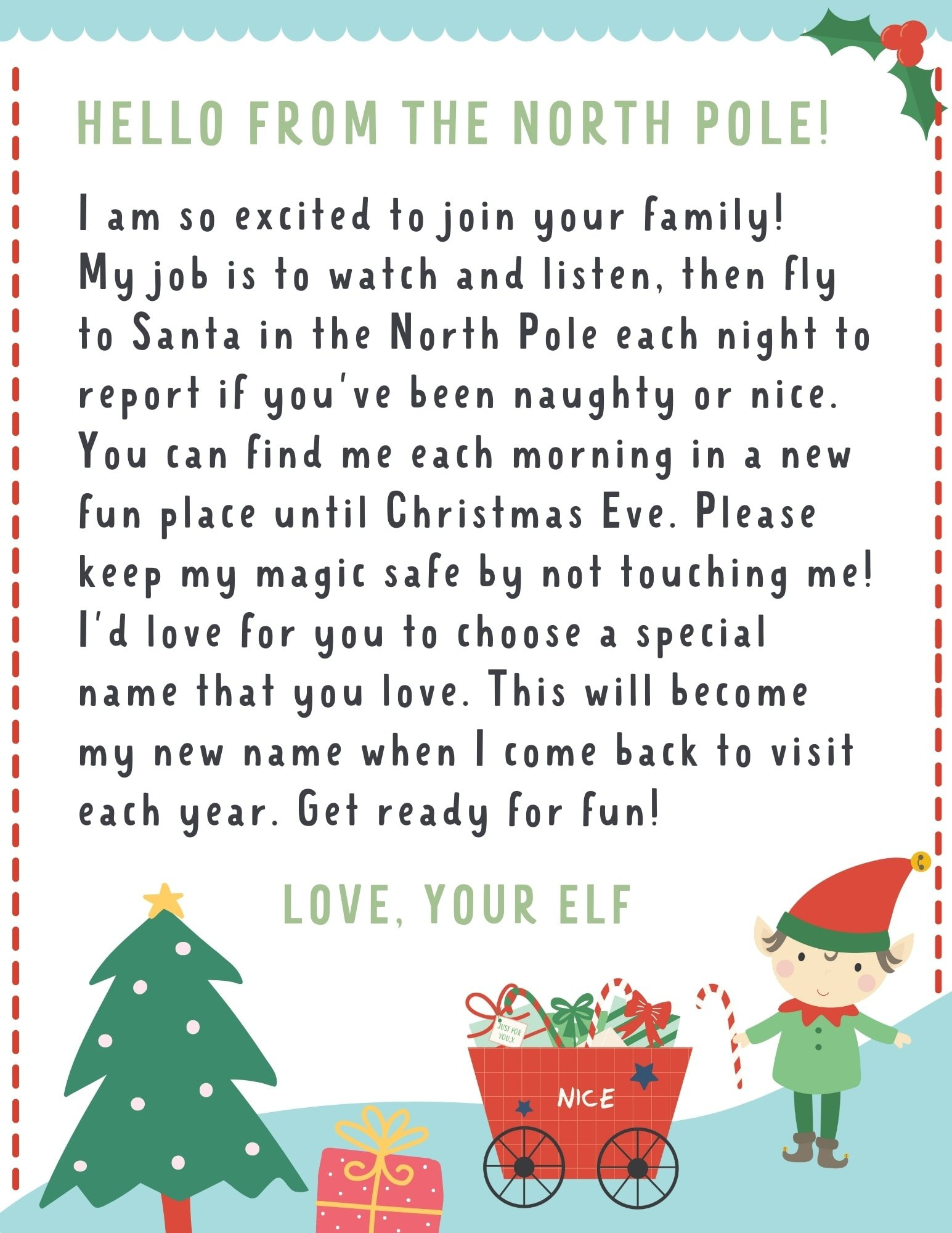 Elf On The Shelf Letter {4 Free Printables!} - Make Life Lovely for Free Printable Elf On The Shelf Return Letter