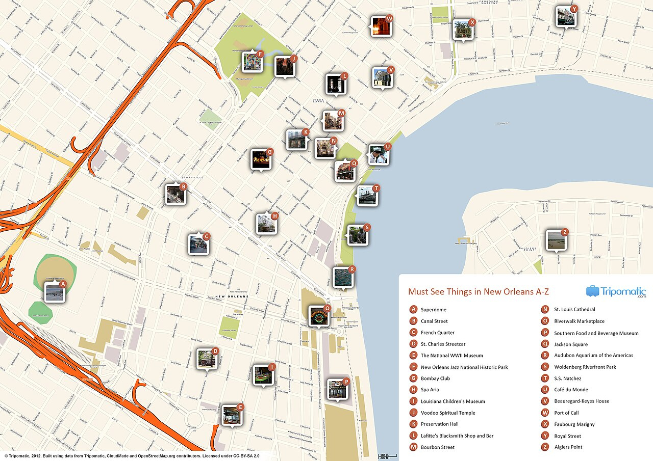 File:new Orleans Printable Tourist Attractions Map - Wikimedia for Printable Map Of New Orleans