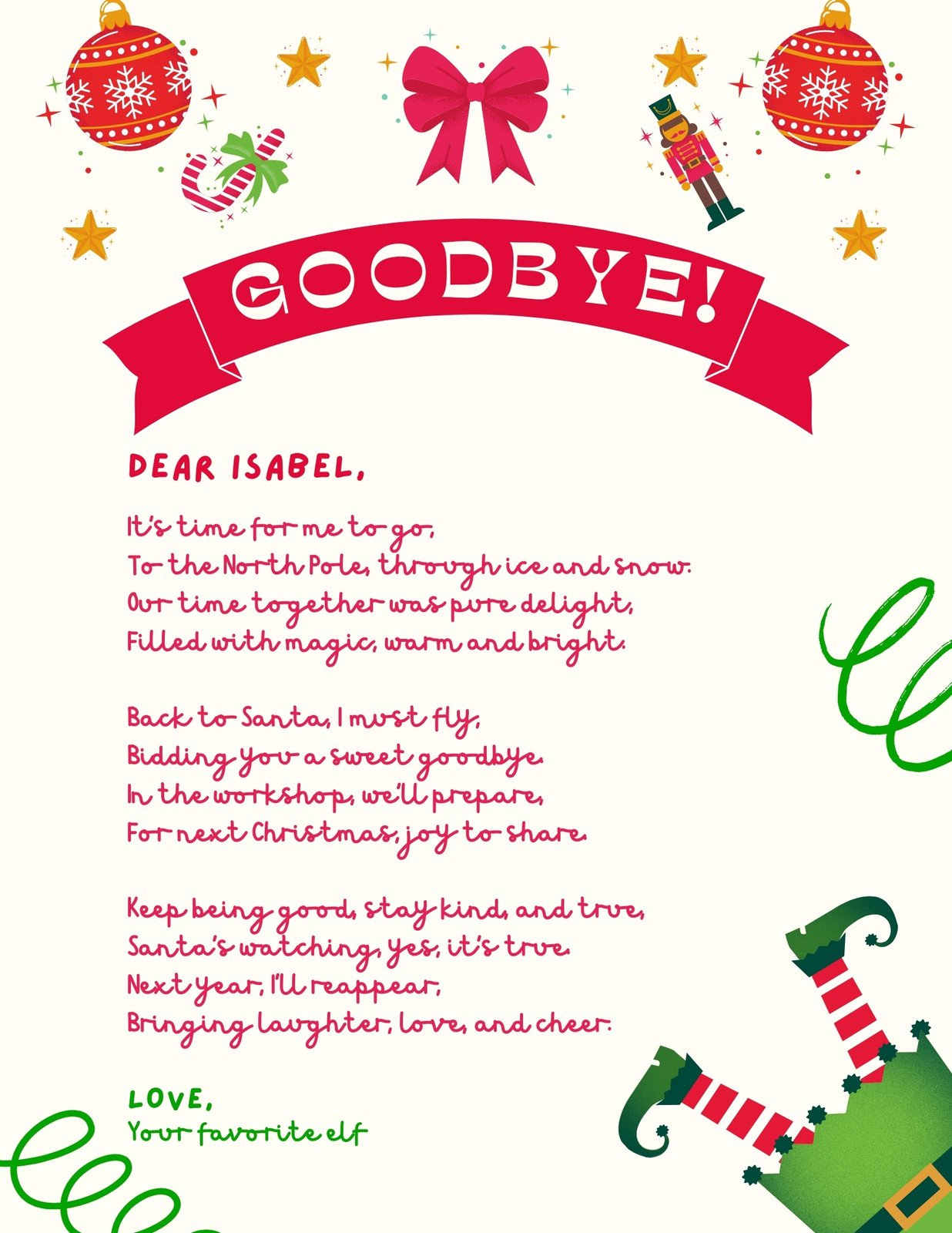 Free And Customizable Elf Templates throughout Free Printable Editable Elf Letter Template