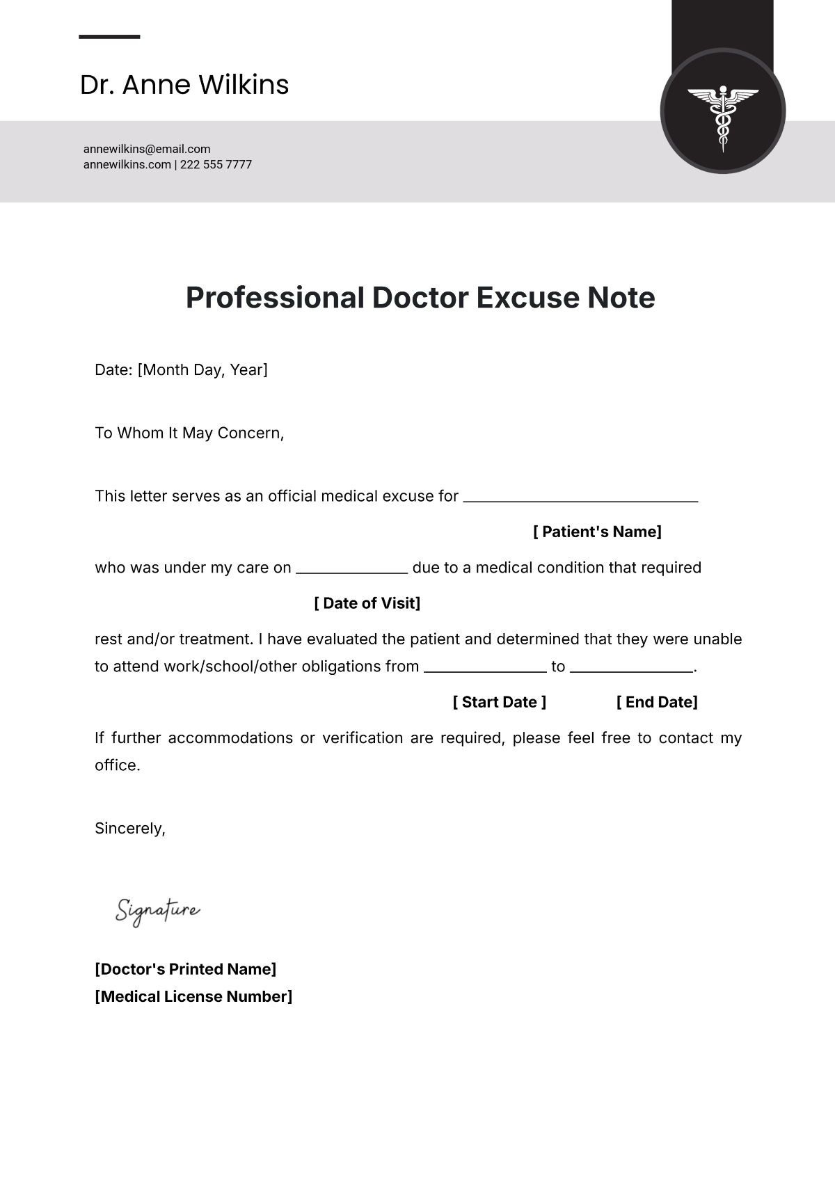 Free Doctor Note Templates To Edit Online inside Printable Doctor Notes For Work