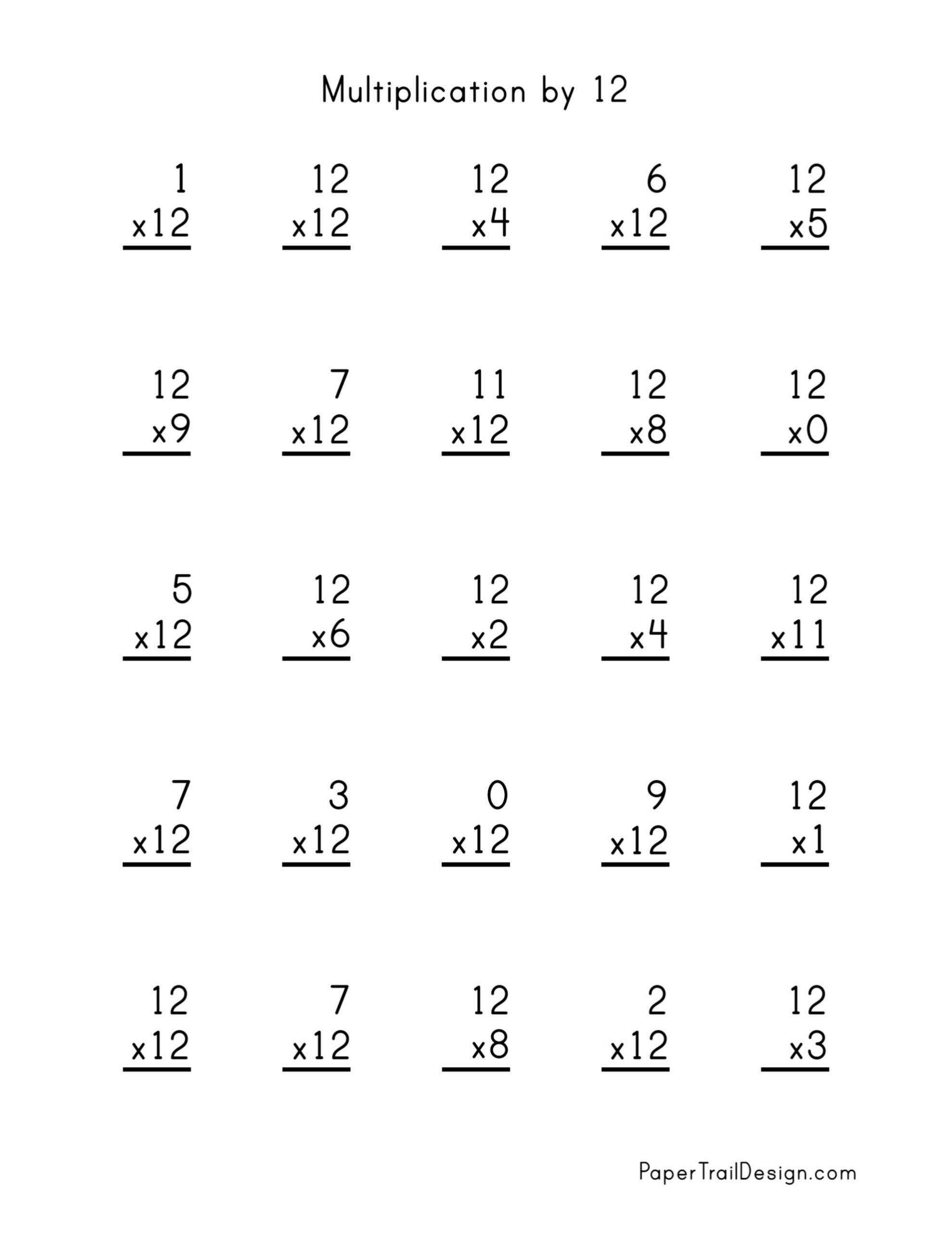 Free Multiplication Worksheets 1-12 - Paper Trail Design within Free Printable Multiplication Worksheets 1-12
