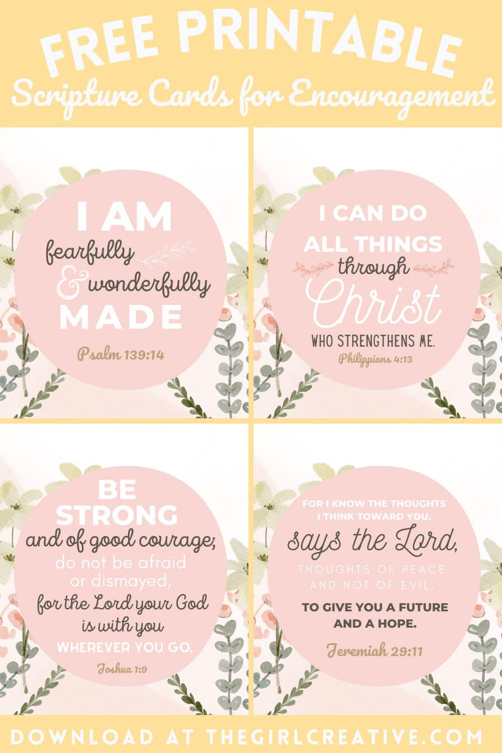 Free Printable Bible Verses For Encouragement - The Girl Creative in Free Printable Bible Verses With Pictures