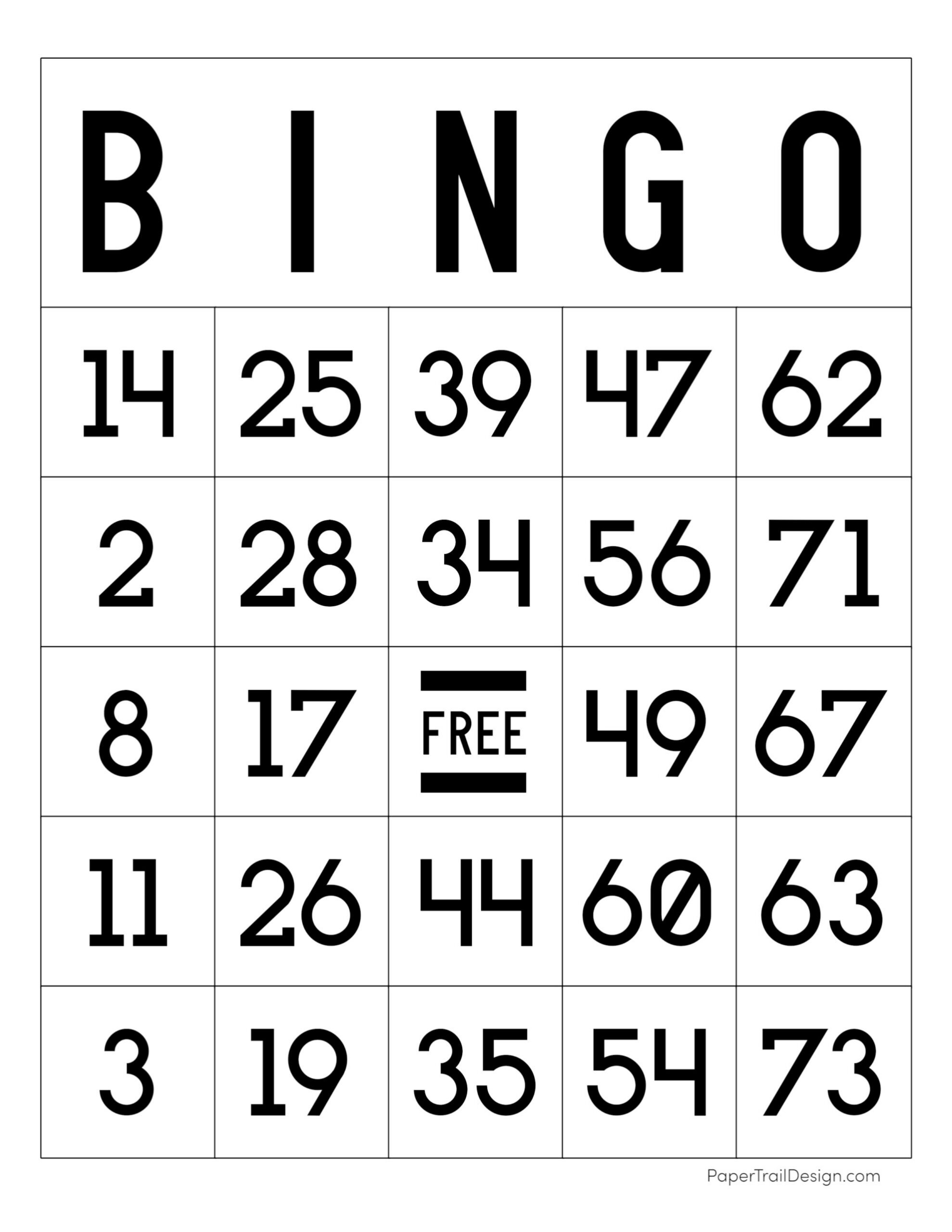 Free Printable Bingo Cards - Paper Trail Design throughout Free Printable Bingo Cards Printable
