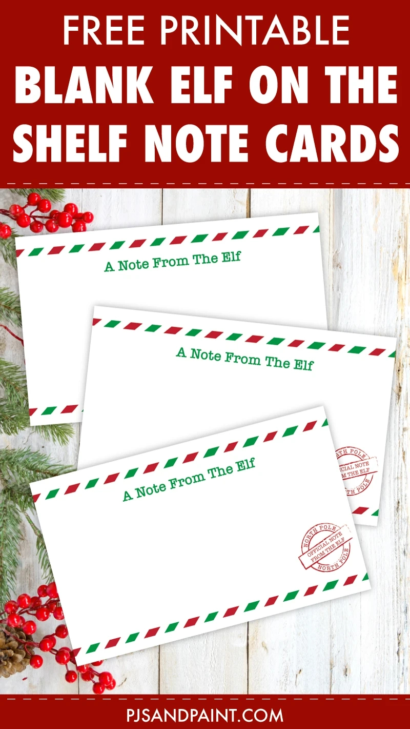 Free Printable Blank Elf On The Shelf Note Cards - Pjs And Paint for Elf on the Shelf Paper Printable