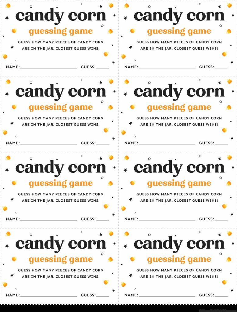 Free Printable Candy Corn Guessing Game Cards - Favorite Printables within Candy Guessing Game Free Printable