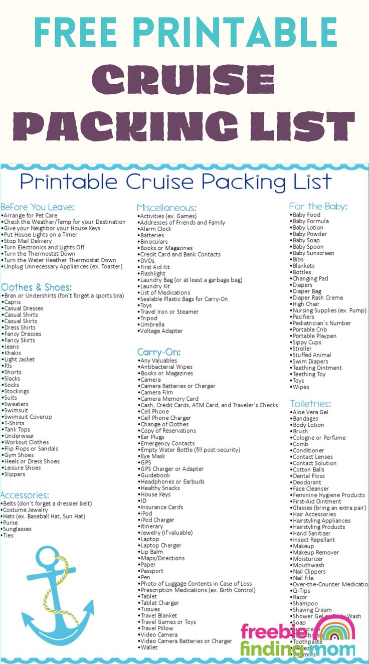 Free Printable Caribbean Cruise Packing List regarding Caribbean Cruise Packing List Printable