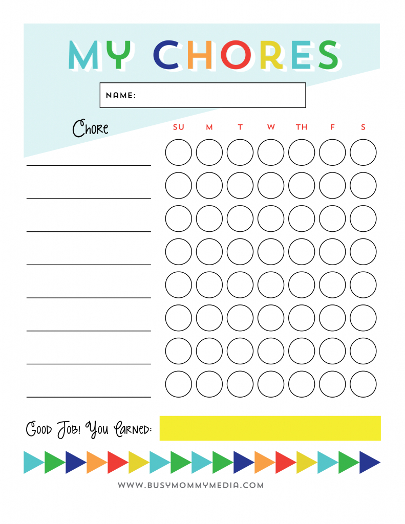 Free Printable - Chore Chart For Kids in Chore Chart For Kids Printable
