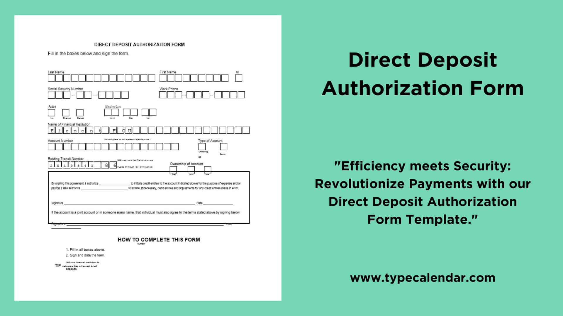 Free Printable Direct Deposit Authorization Form Templates [Pdf] inside Free Printable Direct Deposit Form