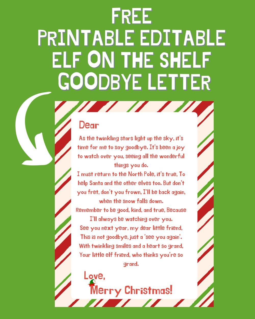 Free Printable Editable Elf On The Shelf Goodbye Letter - A inside Free Printable Editable Elf Letter Template