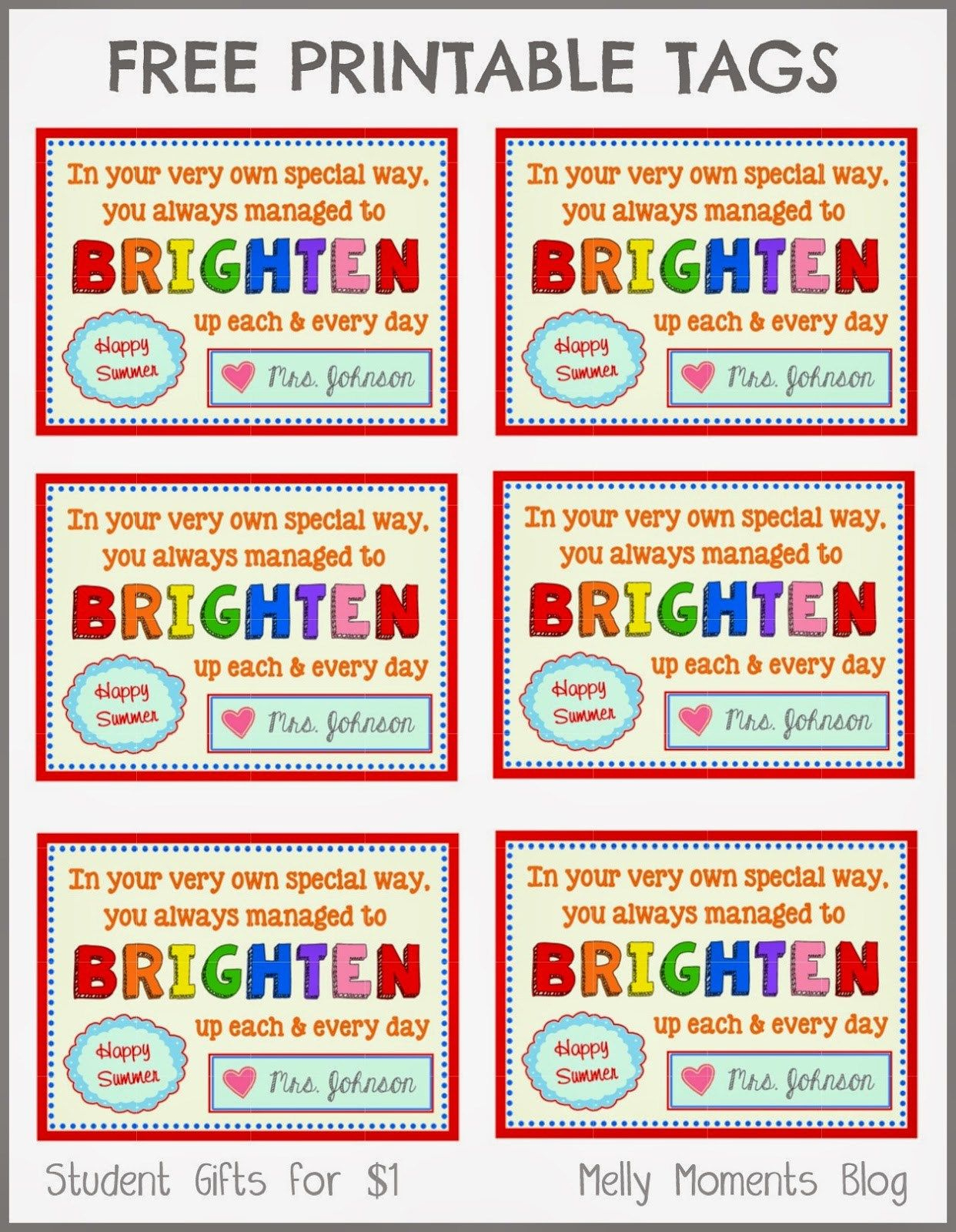 Free Printable End Of Year Gift Tags For Teachers - Printable within End Of Year Teacher Gift Tags Free Printable