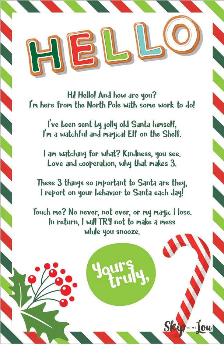Free Printable Hello And Goodbye Elf Letters | Skip To My Lou for Elf on the Shelf Welcome Letter Printable Free