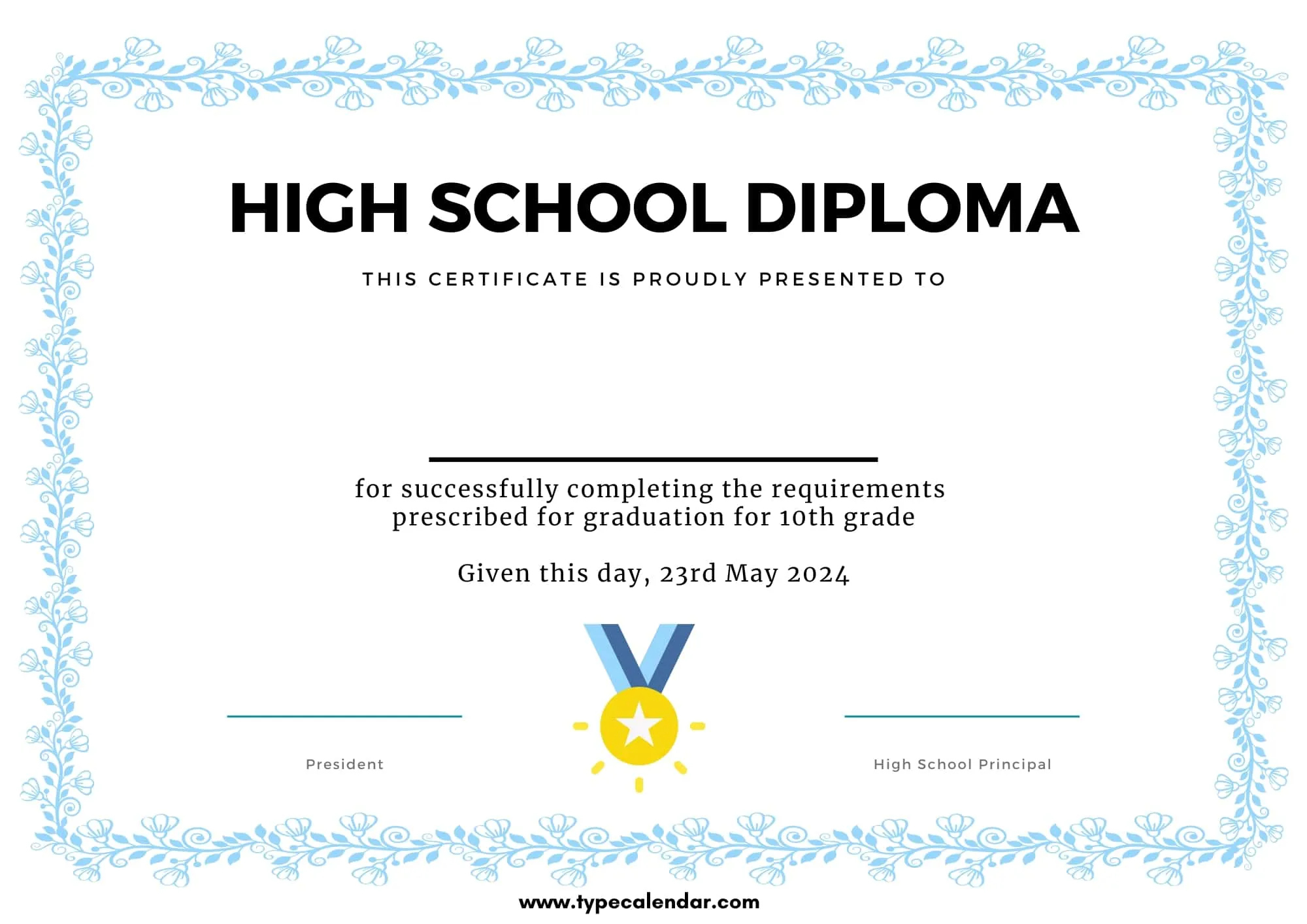 Free Printable High School Diploma Templates [Pdf, Word] With Seal intended for Free Printable Homeschool Diploma Template