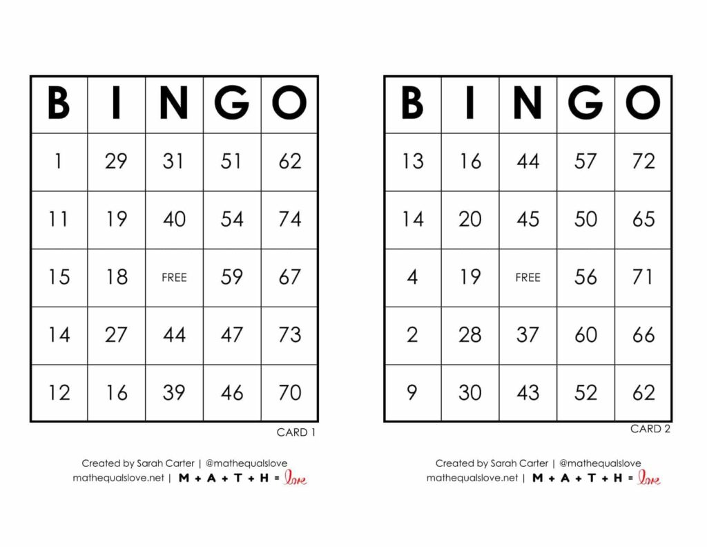 Free Printable Pdf Bingo Cards And Call Sheet (1-75) for Free Printable Bingo Cards Printable
