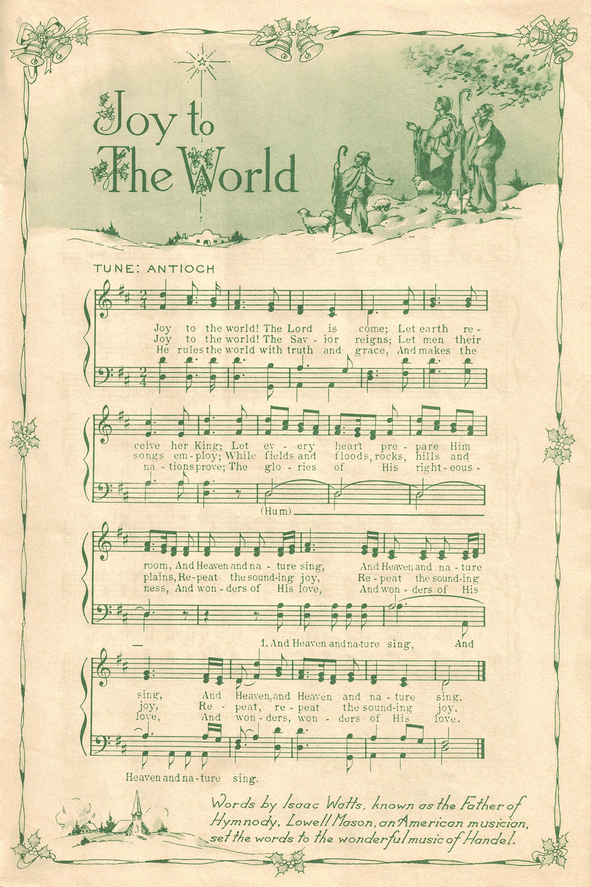 Free Printable Vintage Green Illustrated Christmas Carols • Rose throughout Free Printable Christmas Carol Song Sheets