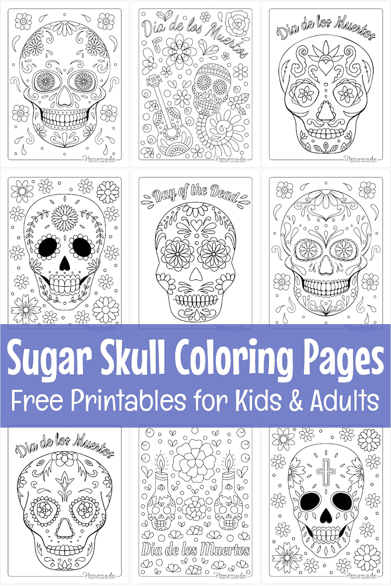 Free Sugar Skull Coloring Pages For Day Of The Dead in Free Printable Day of the Dead