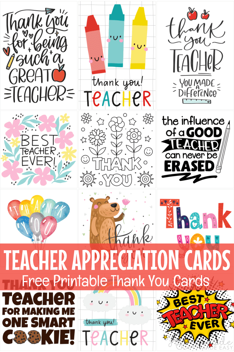 Free Teacher Appreciation Cards & Thank You Cards For Teachers 2025 pertaining to Free Printables For Teacher Appreciation