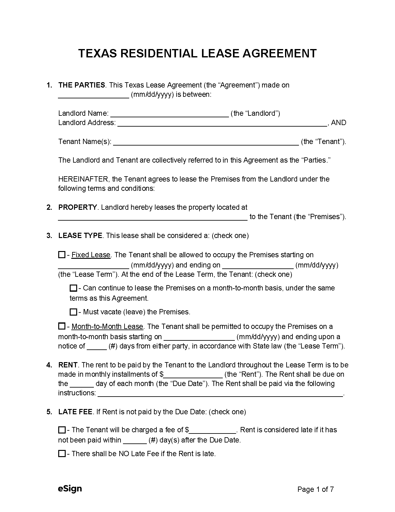 Free Texas Rental Lease Agreement Templates (8) | Pdf | Word with regard to Printable Rental House Lease Agreement