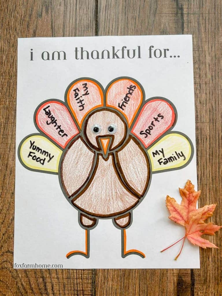 Free Thanksgiving "I Am Thankful For" Printable - Fox Farm Home within I Am Thankful For Turkey Printables