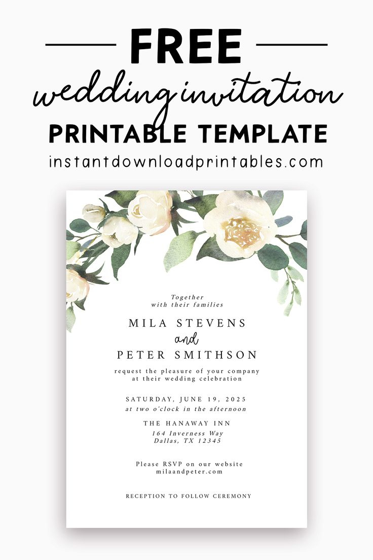 Free Wedding Invitation Templates - Instant Download Printables for Free Printable Wedding Invitations Templates