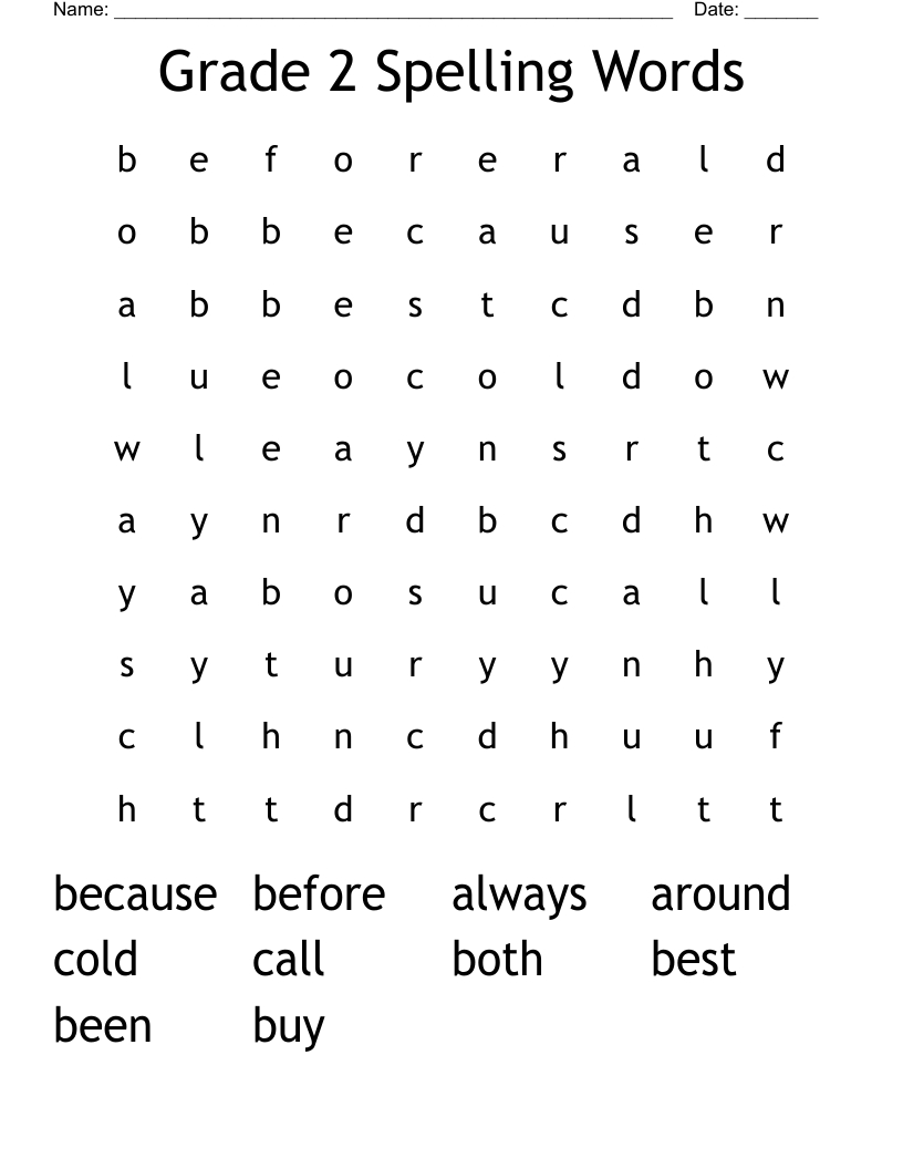 Grade 2 Spelling Words Word Search - Wordmint inside Word Search For 2nd Graders Printable